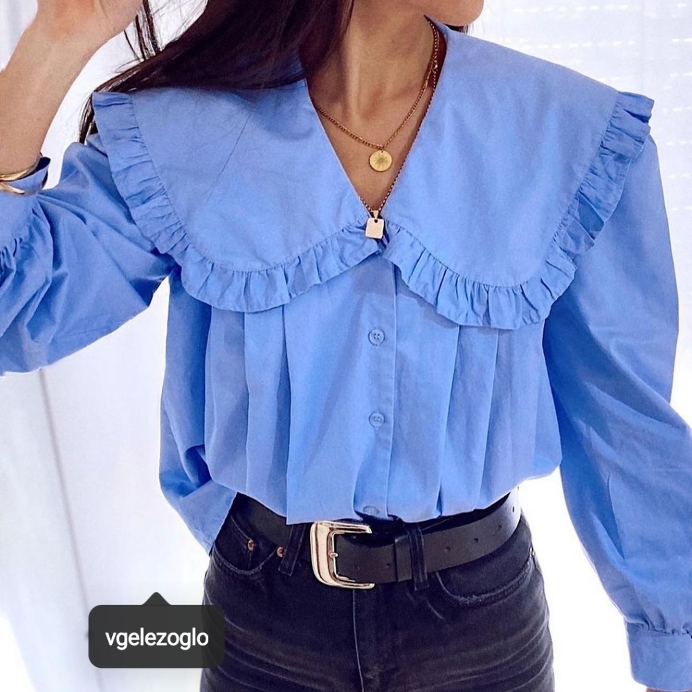 Zara blue collar top